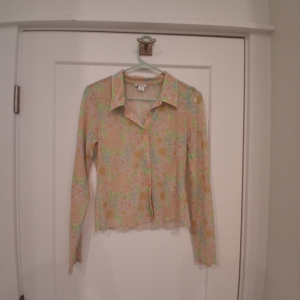 Monki Pastel Floral Sheer Blouse
